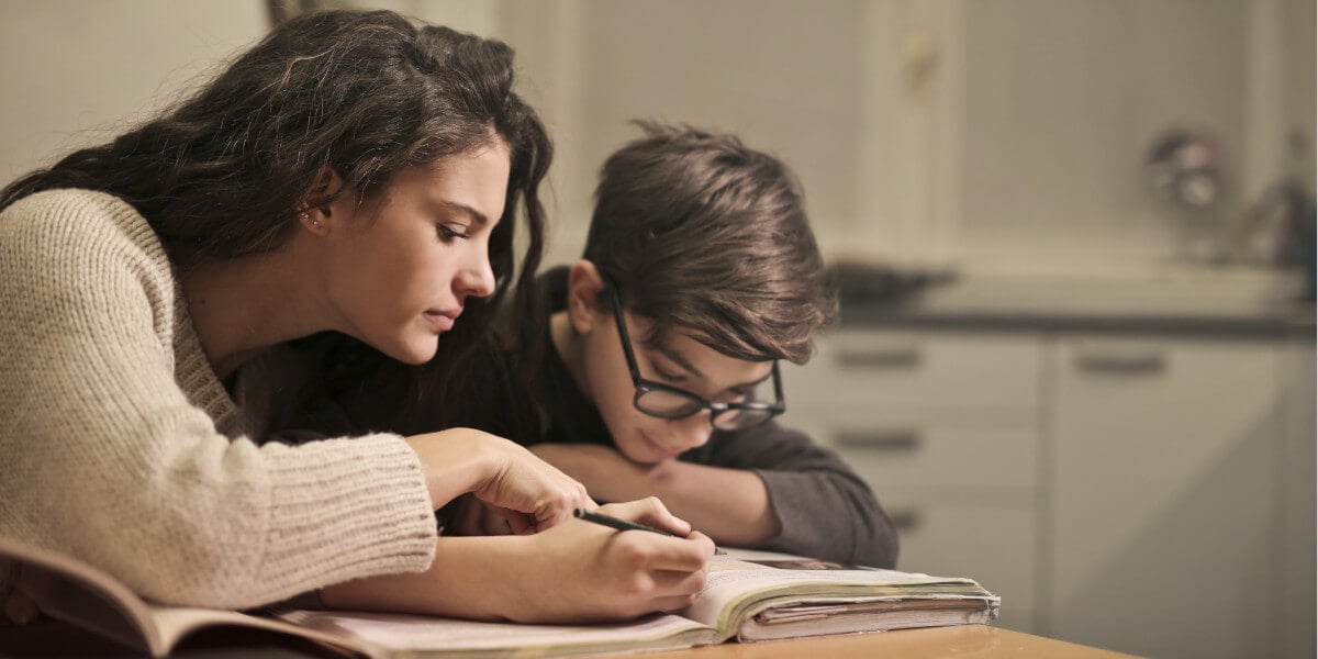 A teacher with her male student