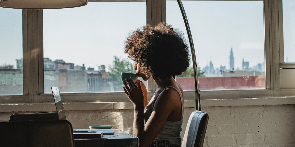 woman enjoying her coffee