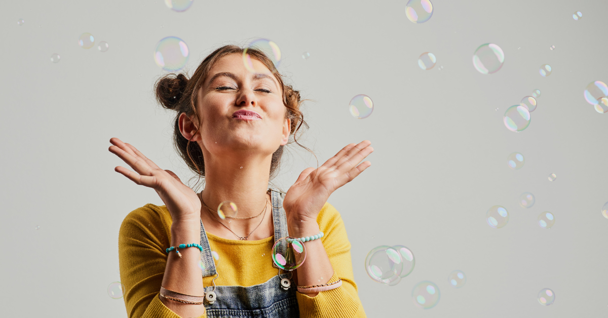 lady enjoying bubbles