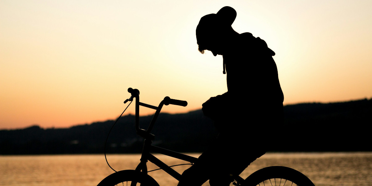 A guy in his bike