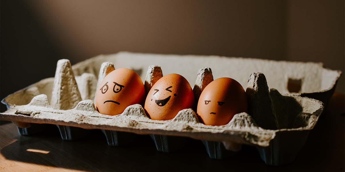 Eggs with different emotions