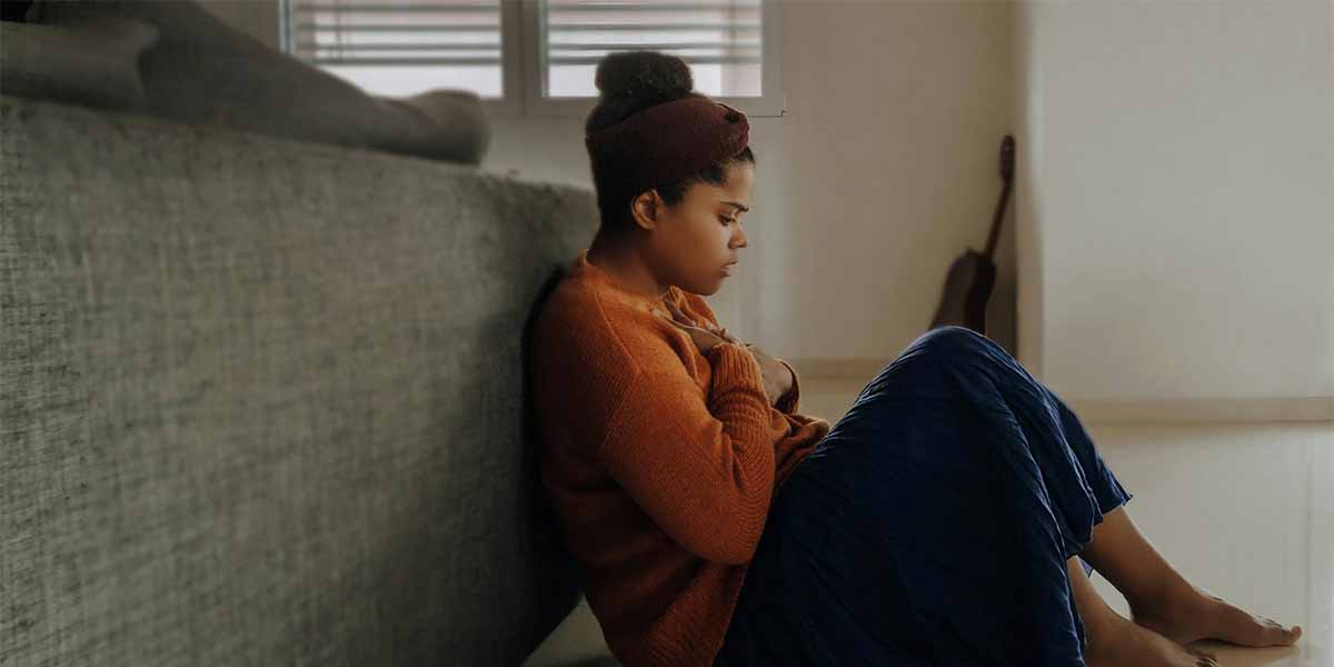 A young woman in distress