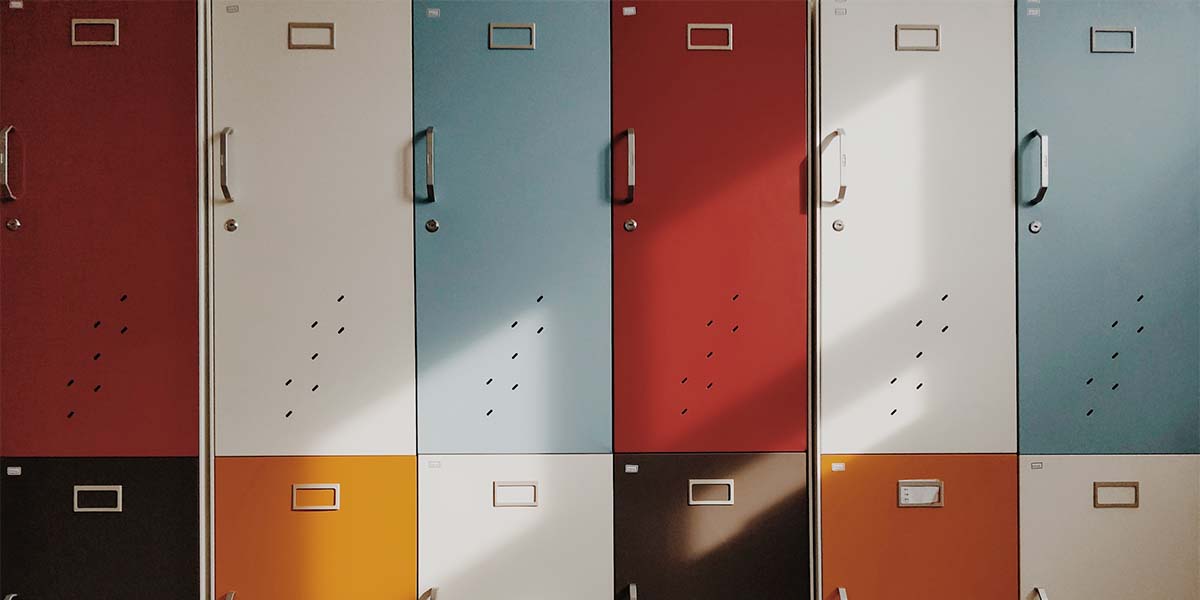 school locker with different colors