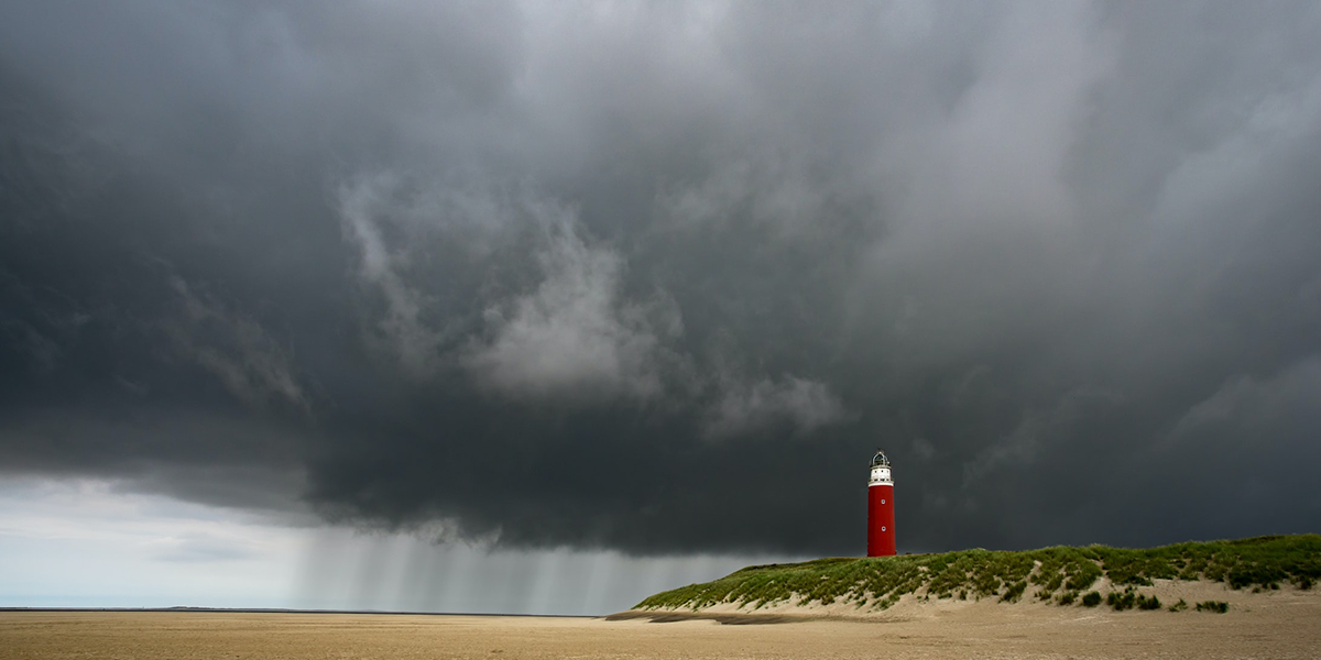 An incoming storm above the lighthouse