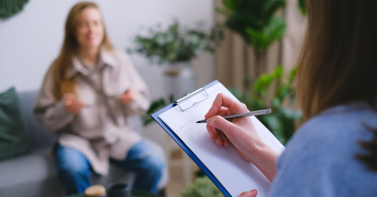 Therapists evaluating client strengths with psychological testing 