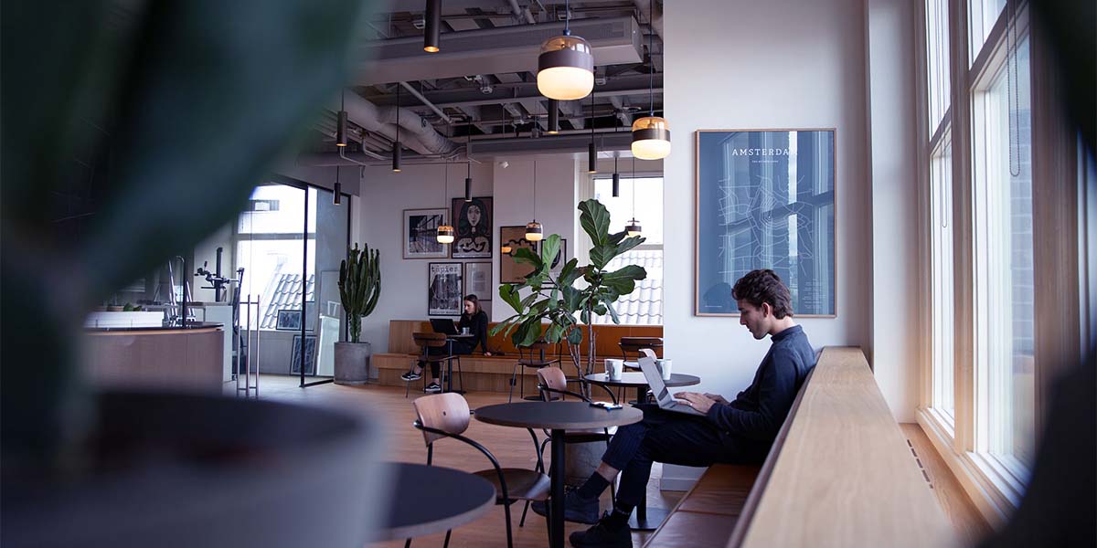 Person sitting in coffee shop.