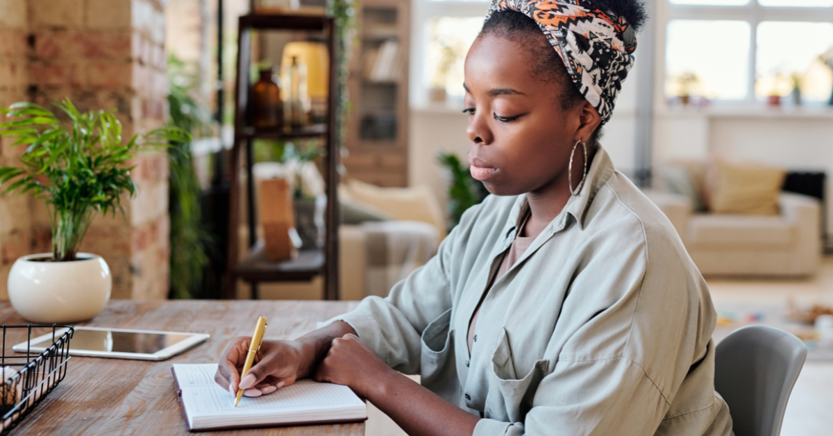 woman completing psychological assessment 